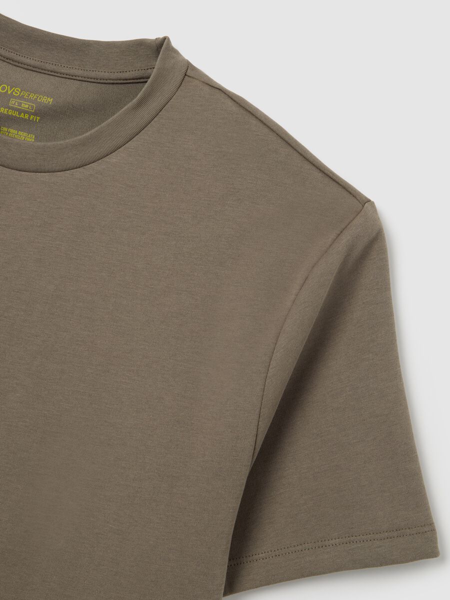 Regular fit green cotton blend T-shirt_5