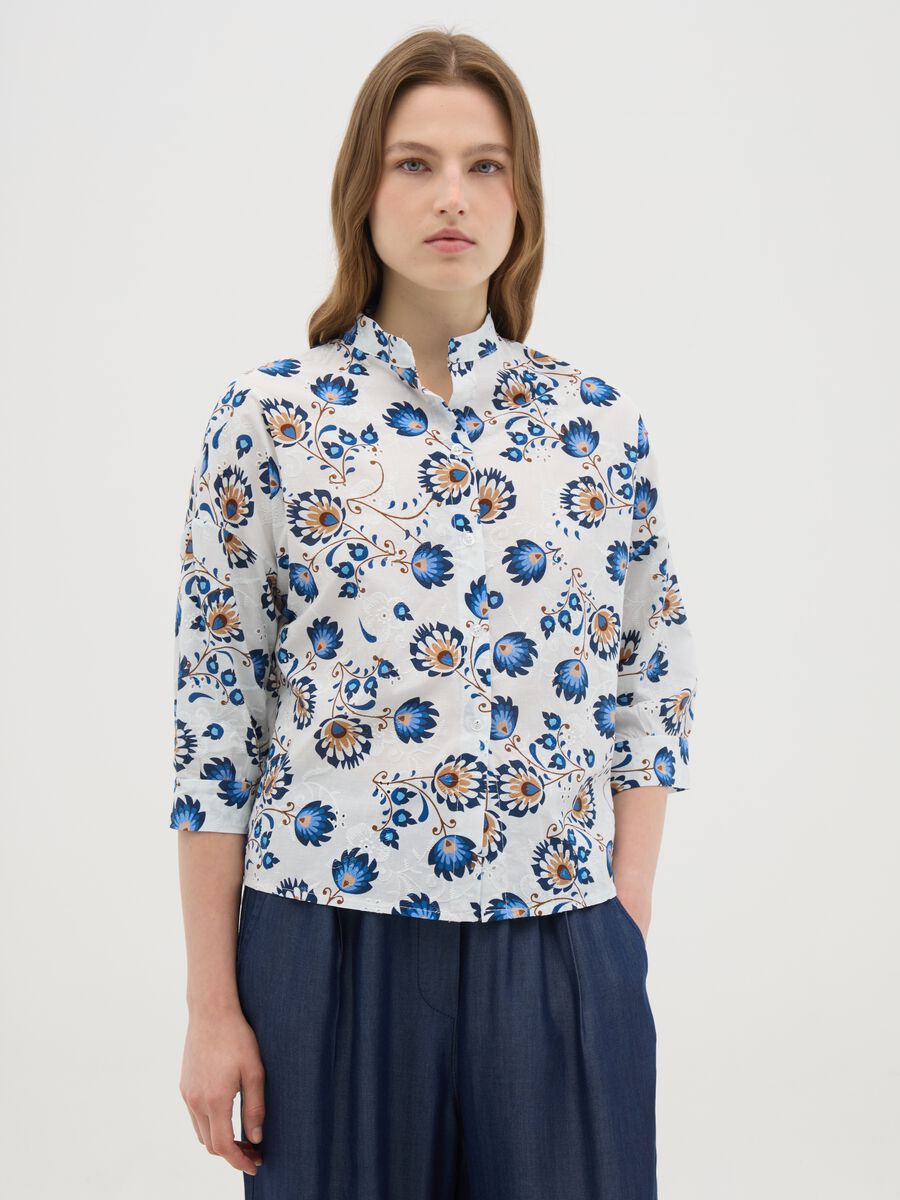 Multicolour regular fit women's shirt in pure cotton_0