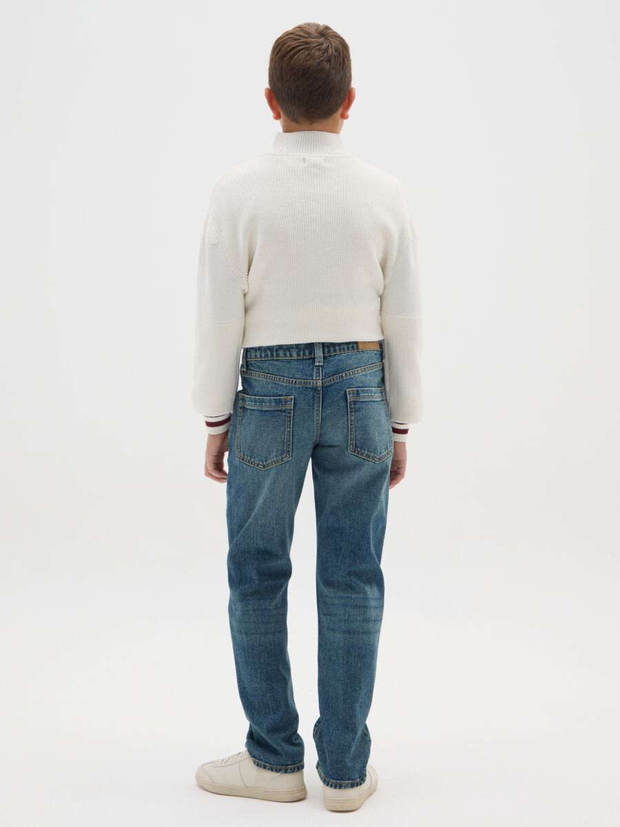 Jeans da ragazzo in puro cotone blu regular fit_2