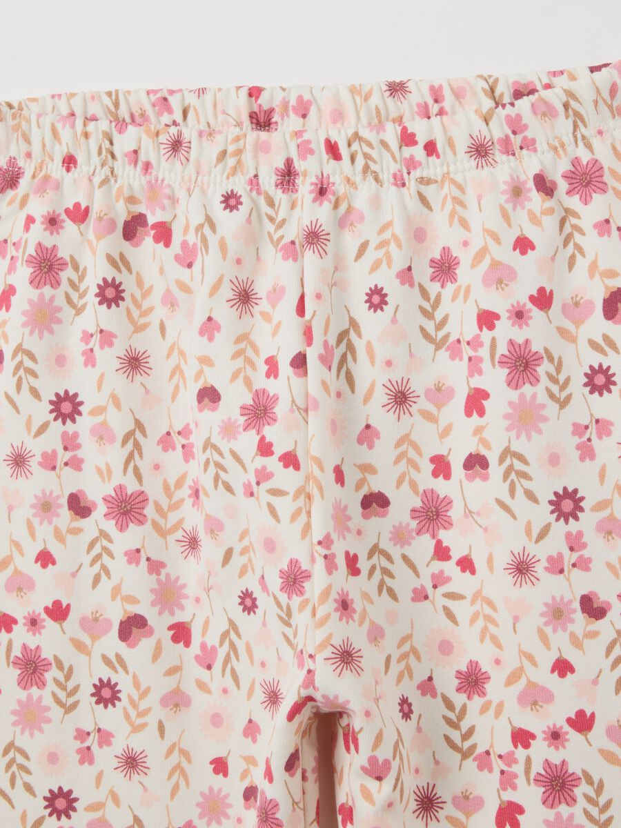 Baby girl's multicoloured pyjamas in pure cotton with floral print_2