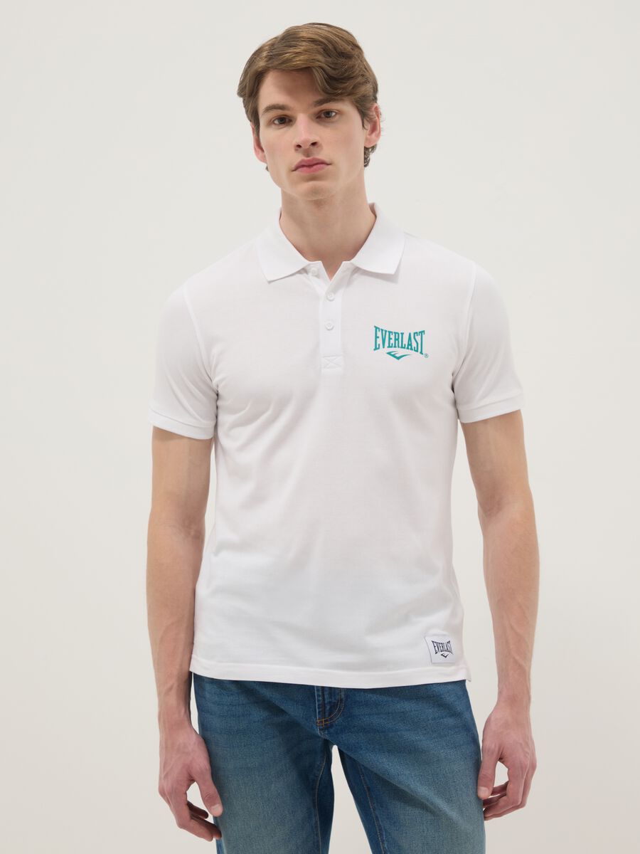 Short-sleeved pure cotton white polo shirt_1
