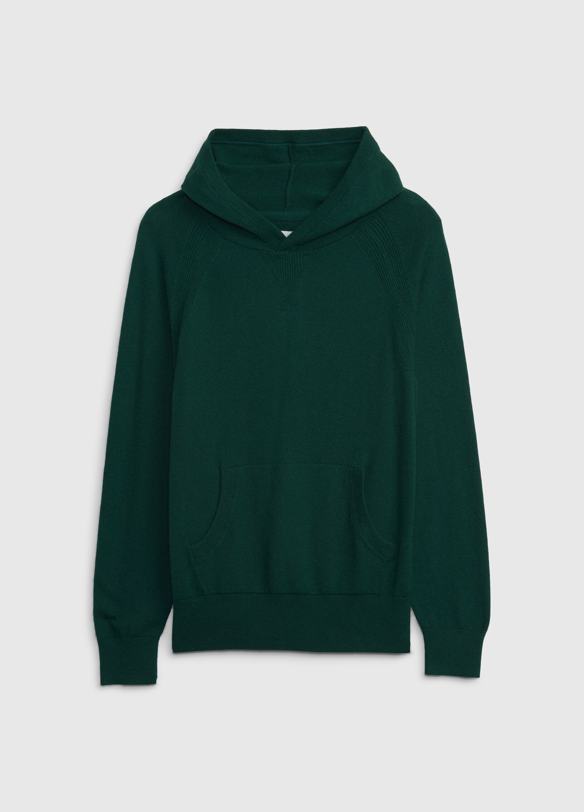 Felpa in maglia con cappuccio maniche raglan Verde scuro da