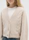 Beige V-neck cardigan with oversized fit for girls_2