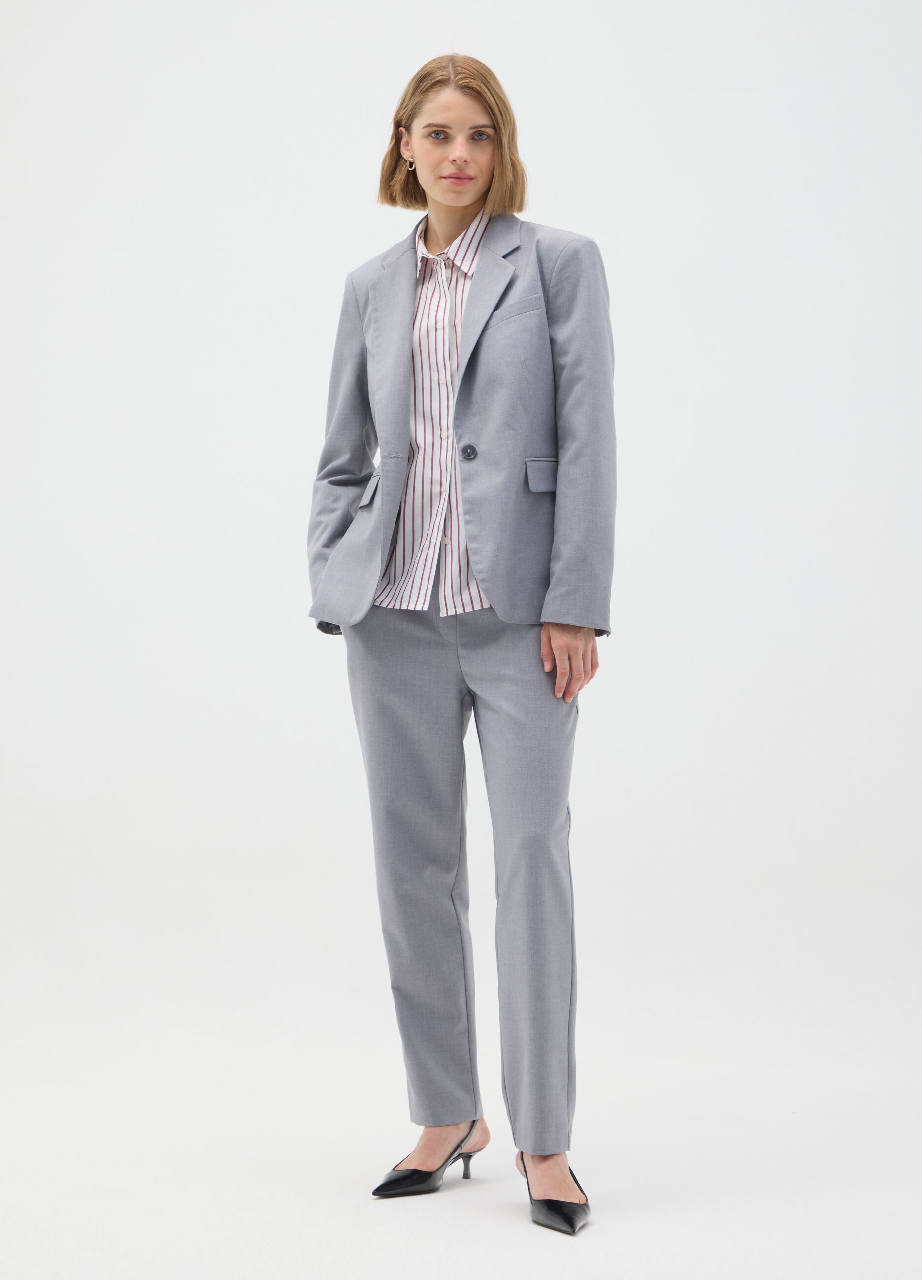 Slim Fit Grey Blend Trousers