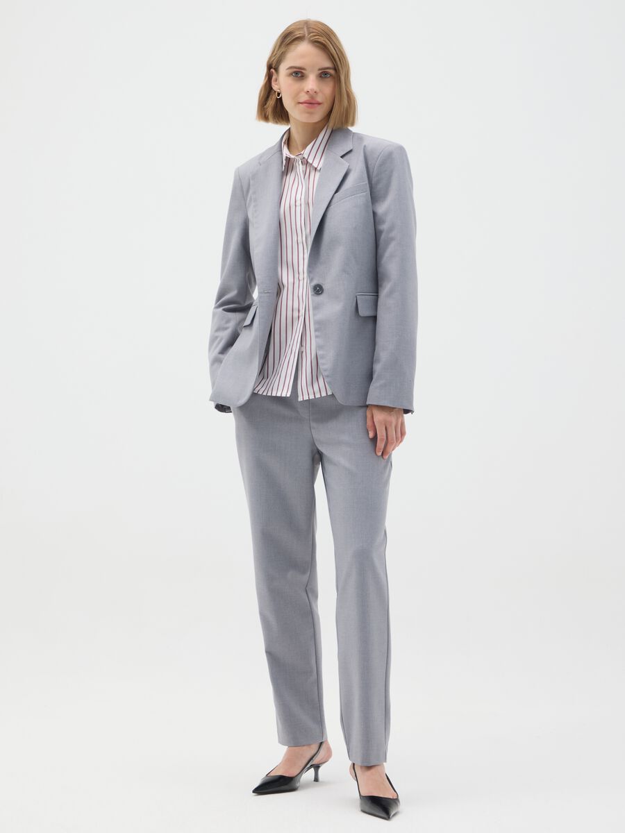 Slim Fit Grey Blend Trousers_0