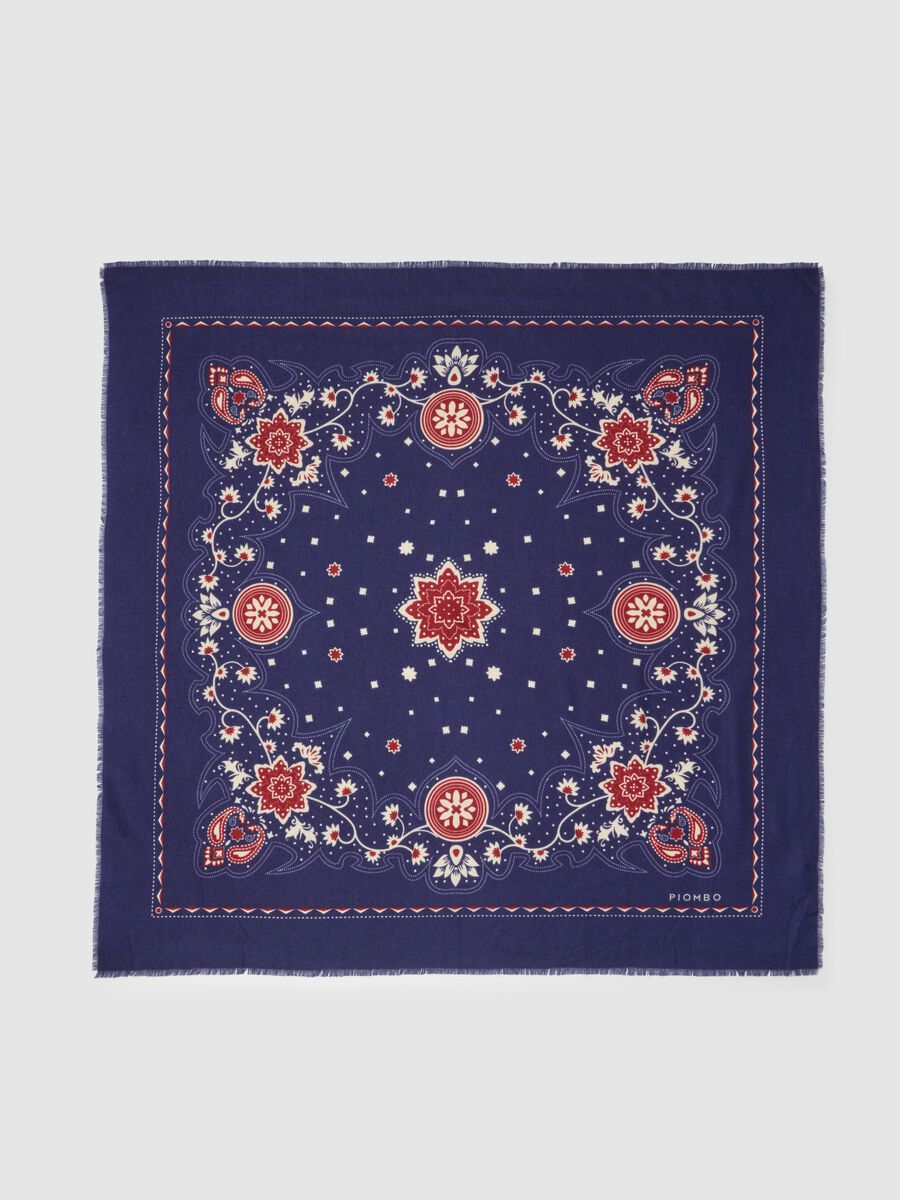 Blue scarf with floral details_2