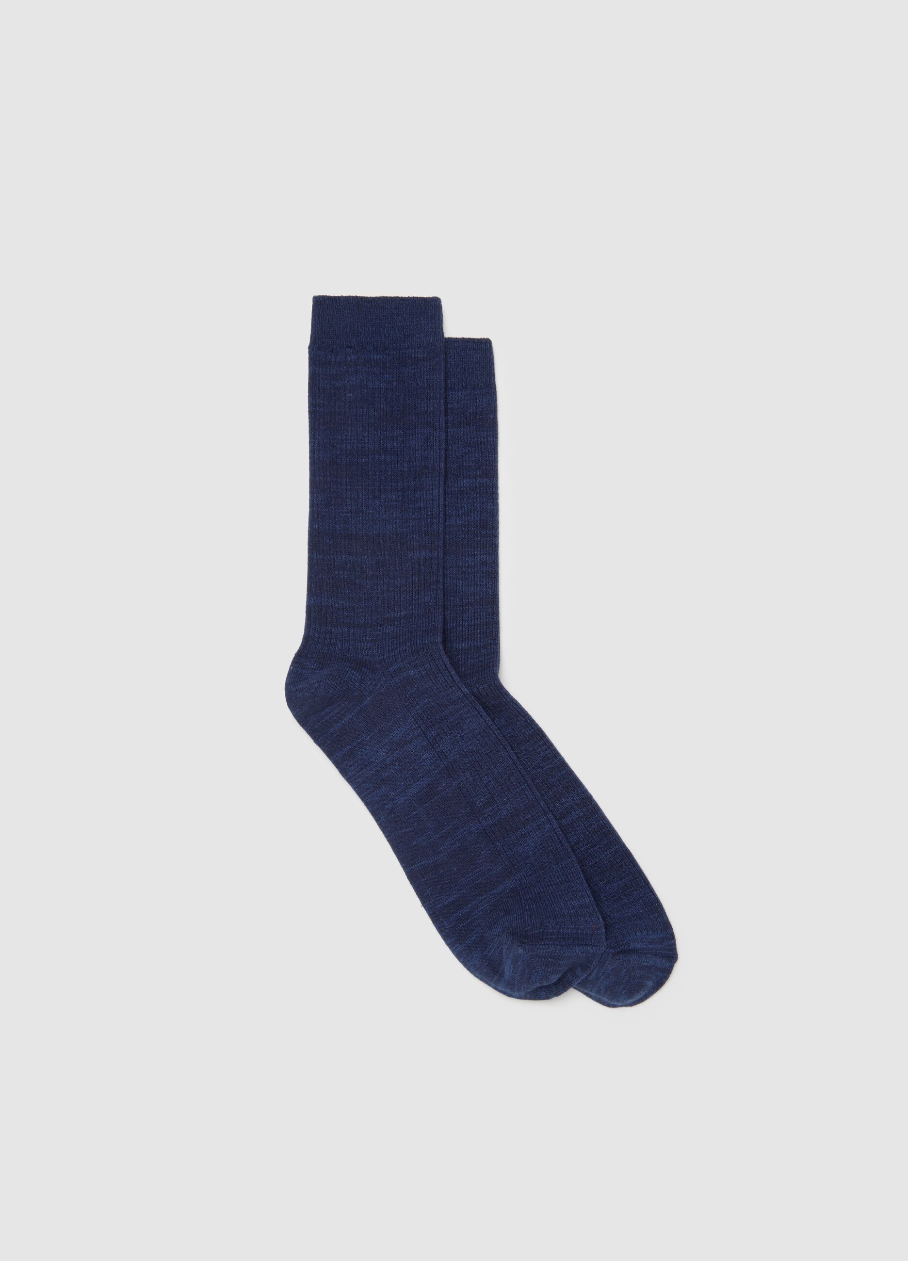 Blue Midi Cotton Blend Socks