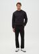 Black cotton blend regular fit chinos_0