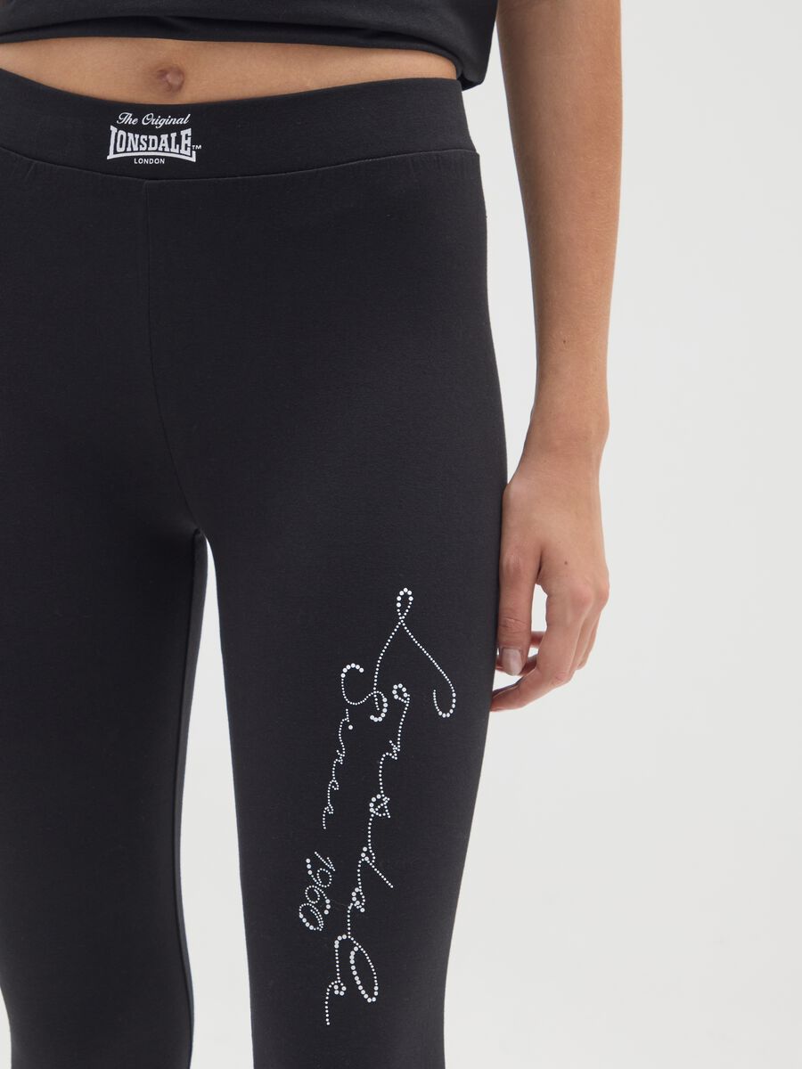 Black stretch cotton leggings regular fit_3