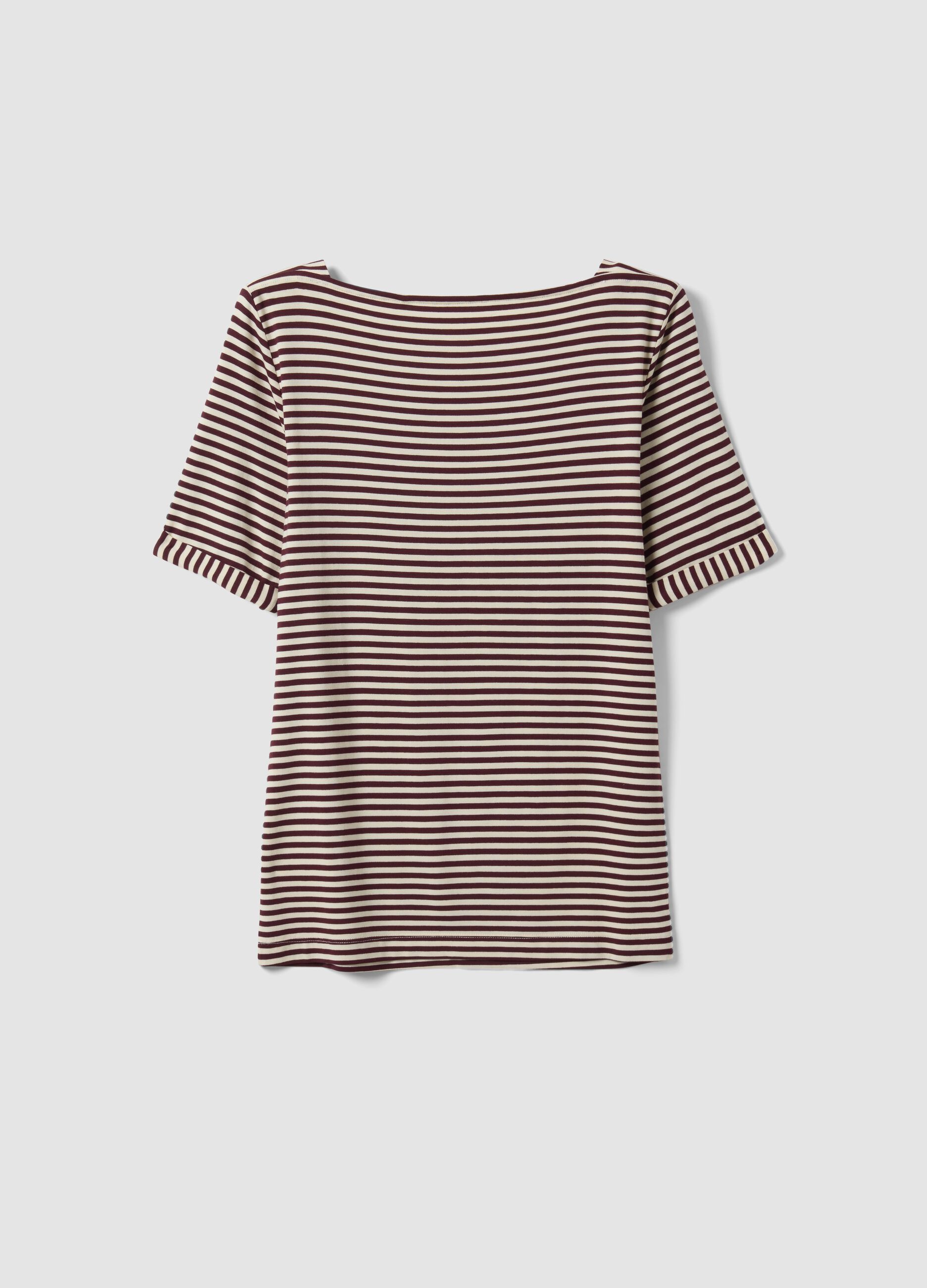White striped stretch viscose T-shirt