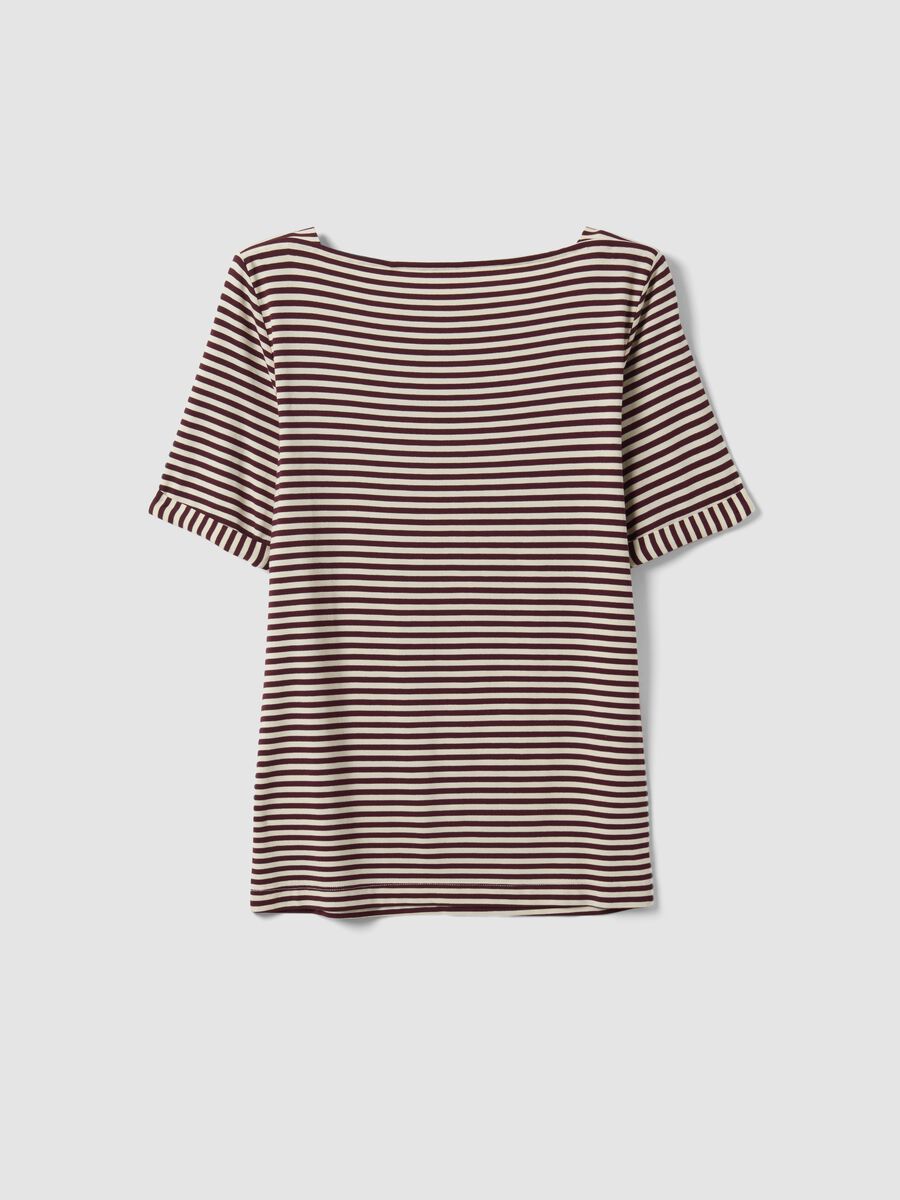 T-shirt bianca in viscosa elasticizzato a righe_6