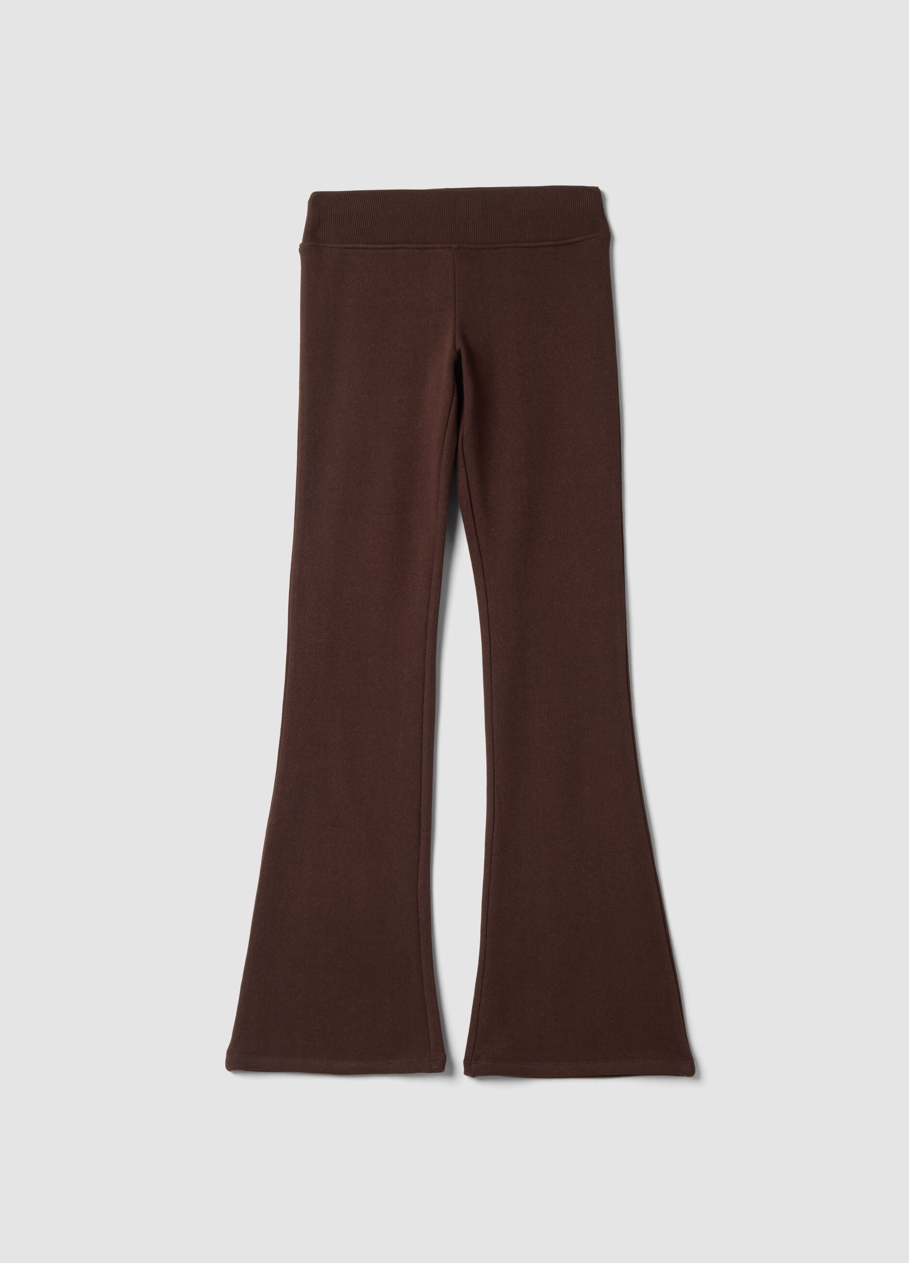 Brown flared stretch-cotton trousers