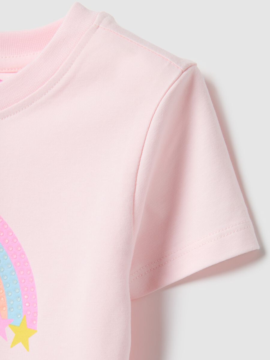 Girl's pink cotton blend t-shirt regular fit with print_3