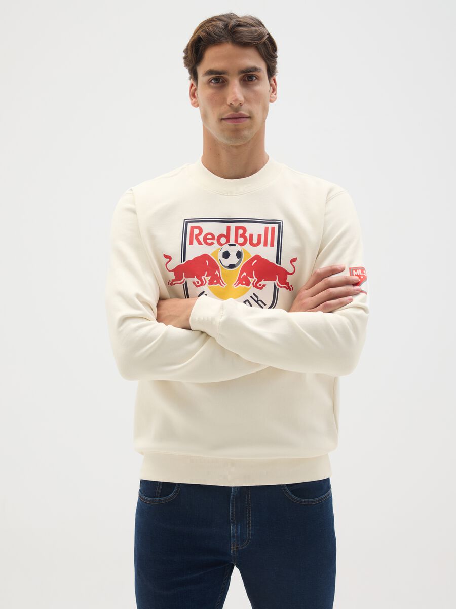White cotton blend sweatshirt with print_0