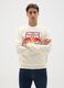 White cotton blend sweatshirt with print_0