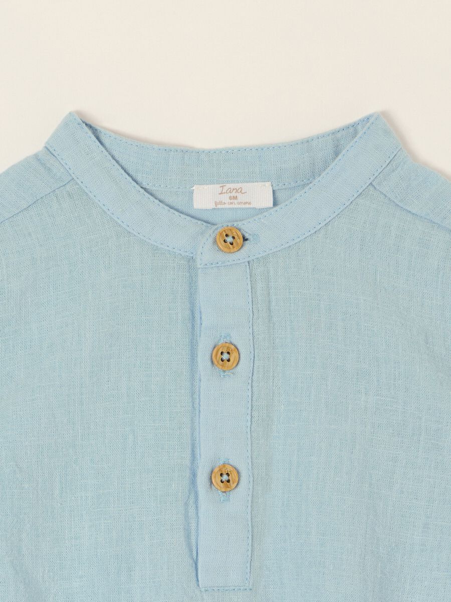 Light blue long-sleeve cotton and linen blend bodysuit_1
