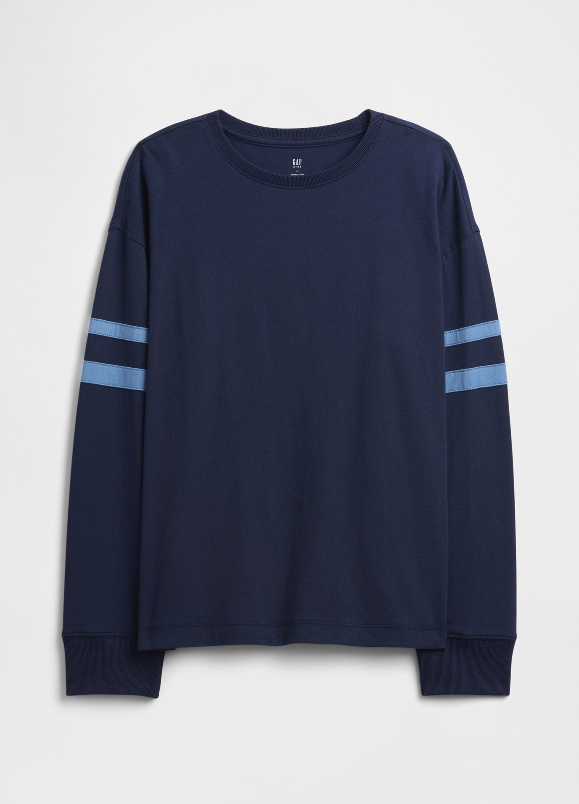Long Sleeve Blue Cotton T-Shirt
