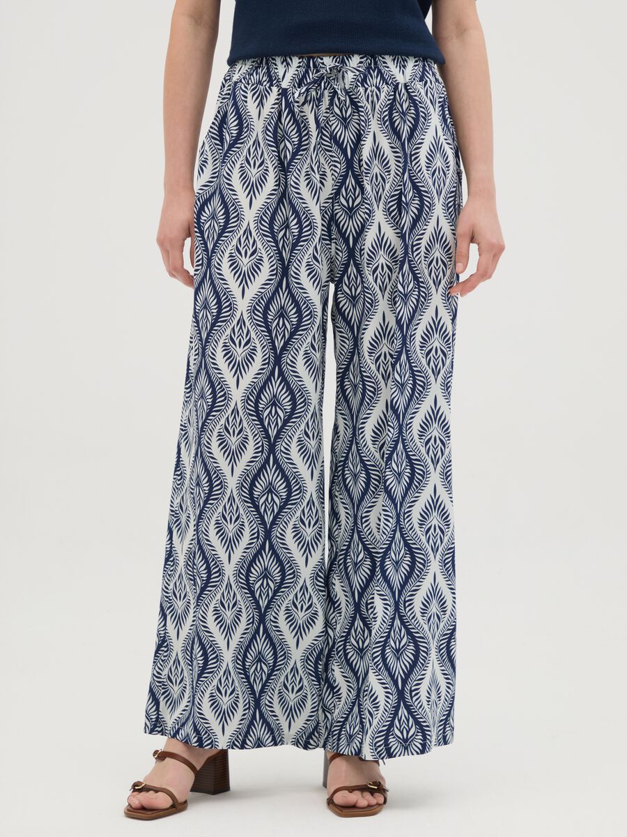 Women's Palazzo Trousers in Multicolour Viscose - Regular Fit_1