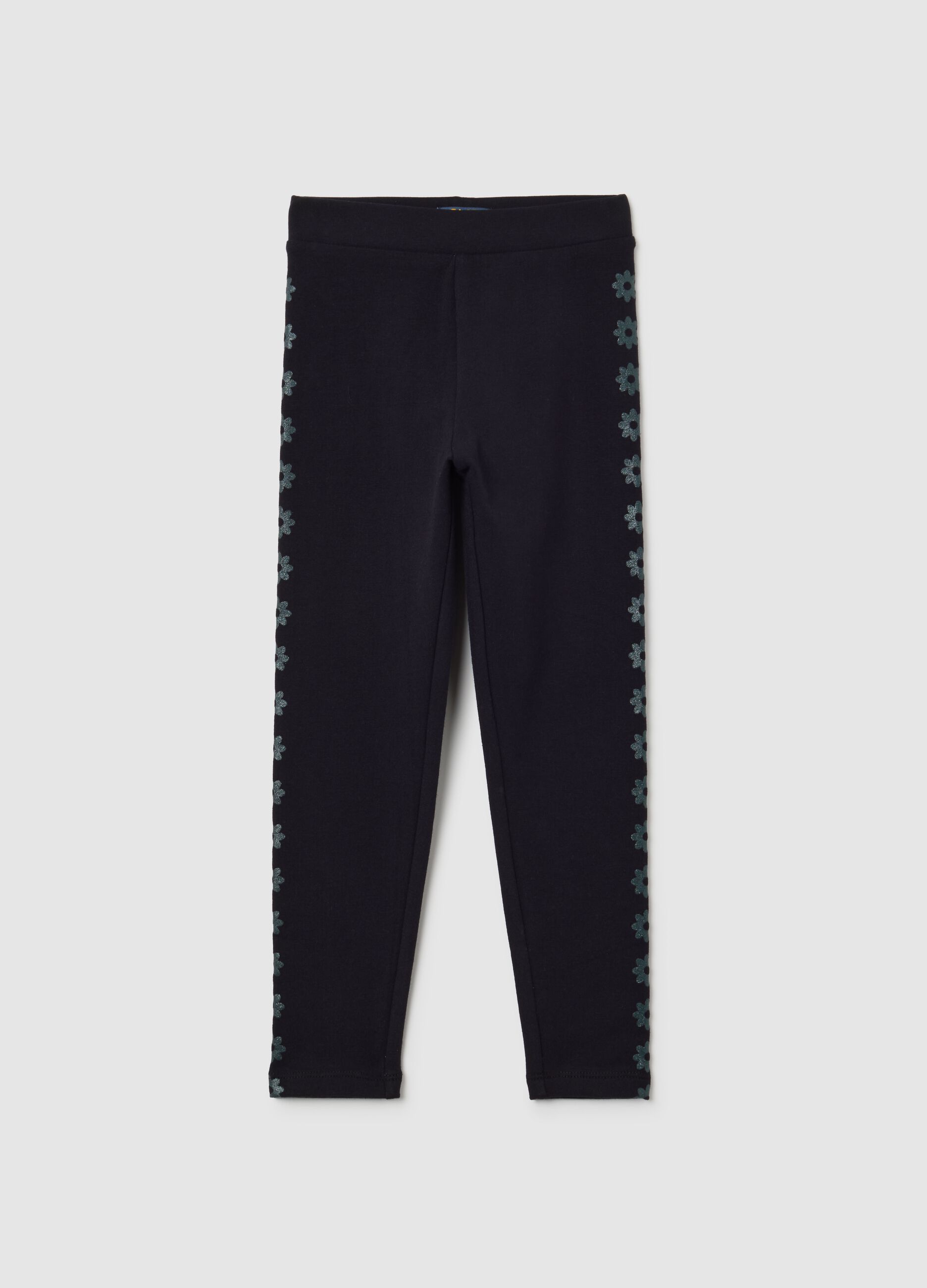 Girls' black skinny cotton blend leggings