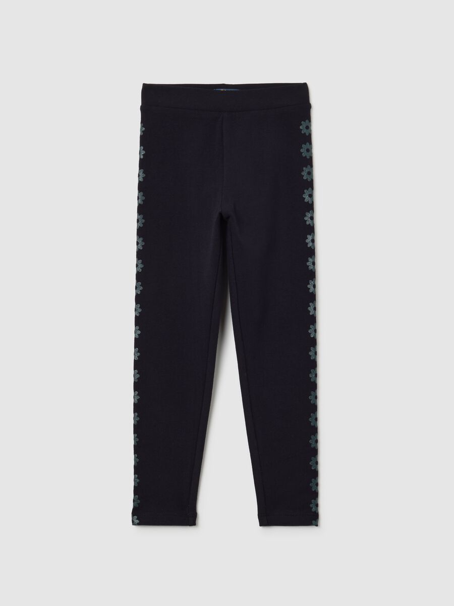 Girls' black skinny cotton blend leggings_0