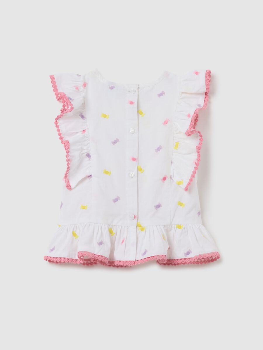 White Summer Blouse with Ruffles and Bow Details Fagottino_1