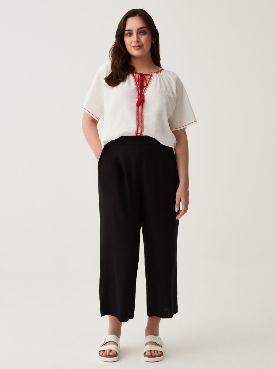 MYA Curvy cropped trousers in viscose_0