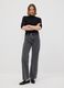 Black ribbed viscose-blend fitted top with high neck_1