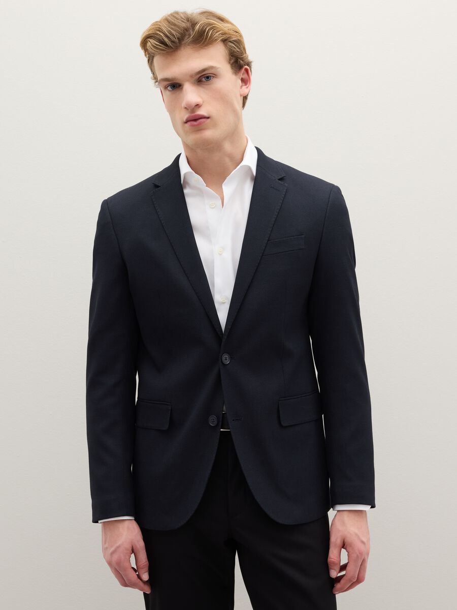 Slim fit blue blazer_0