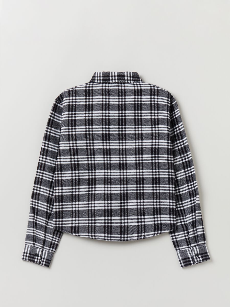 Camicia cropped in flanella check_1