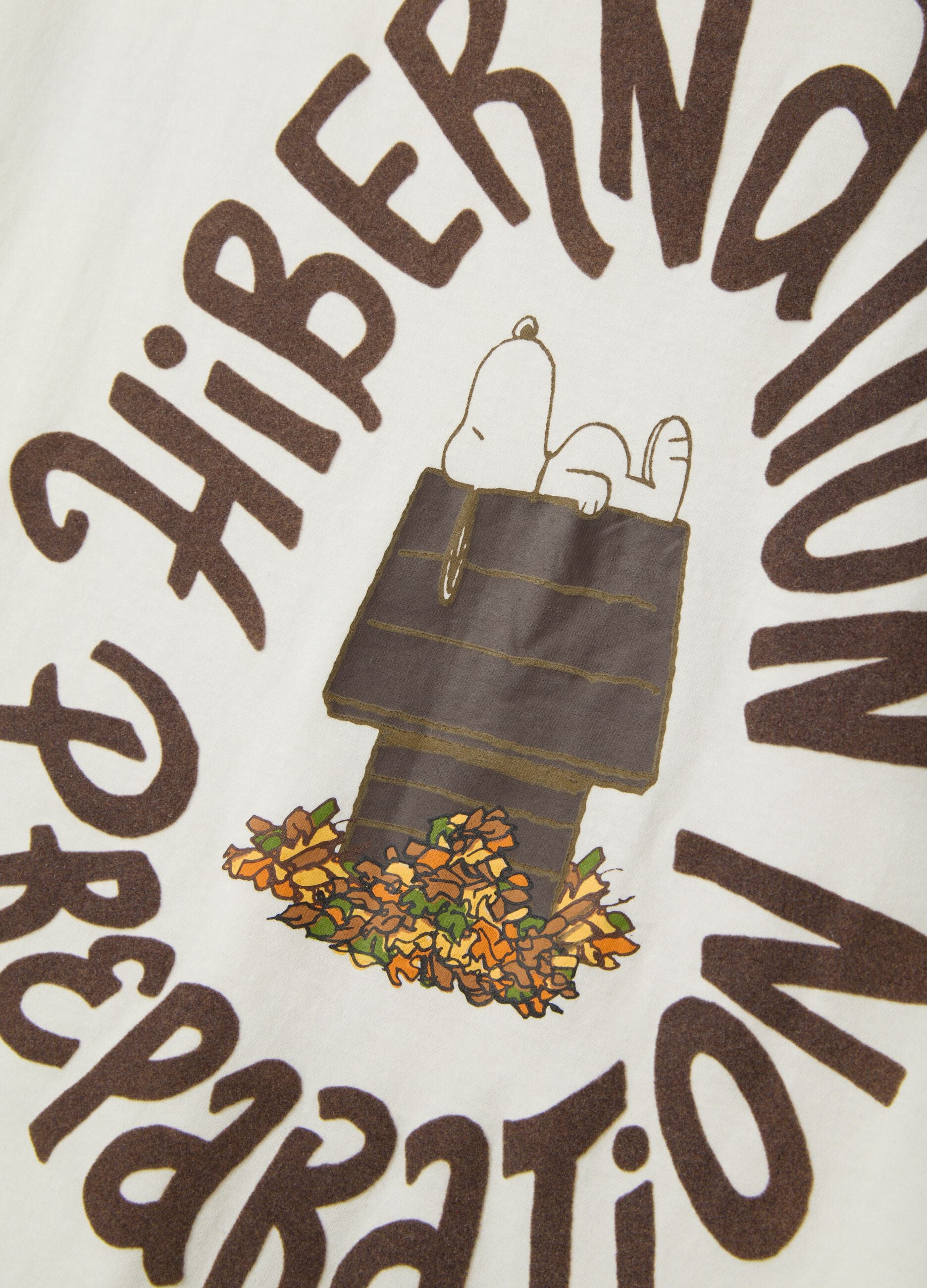 Maglia pigiama bianca in puro cotone con stampa Peanuts
