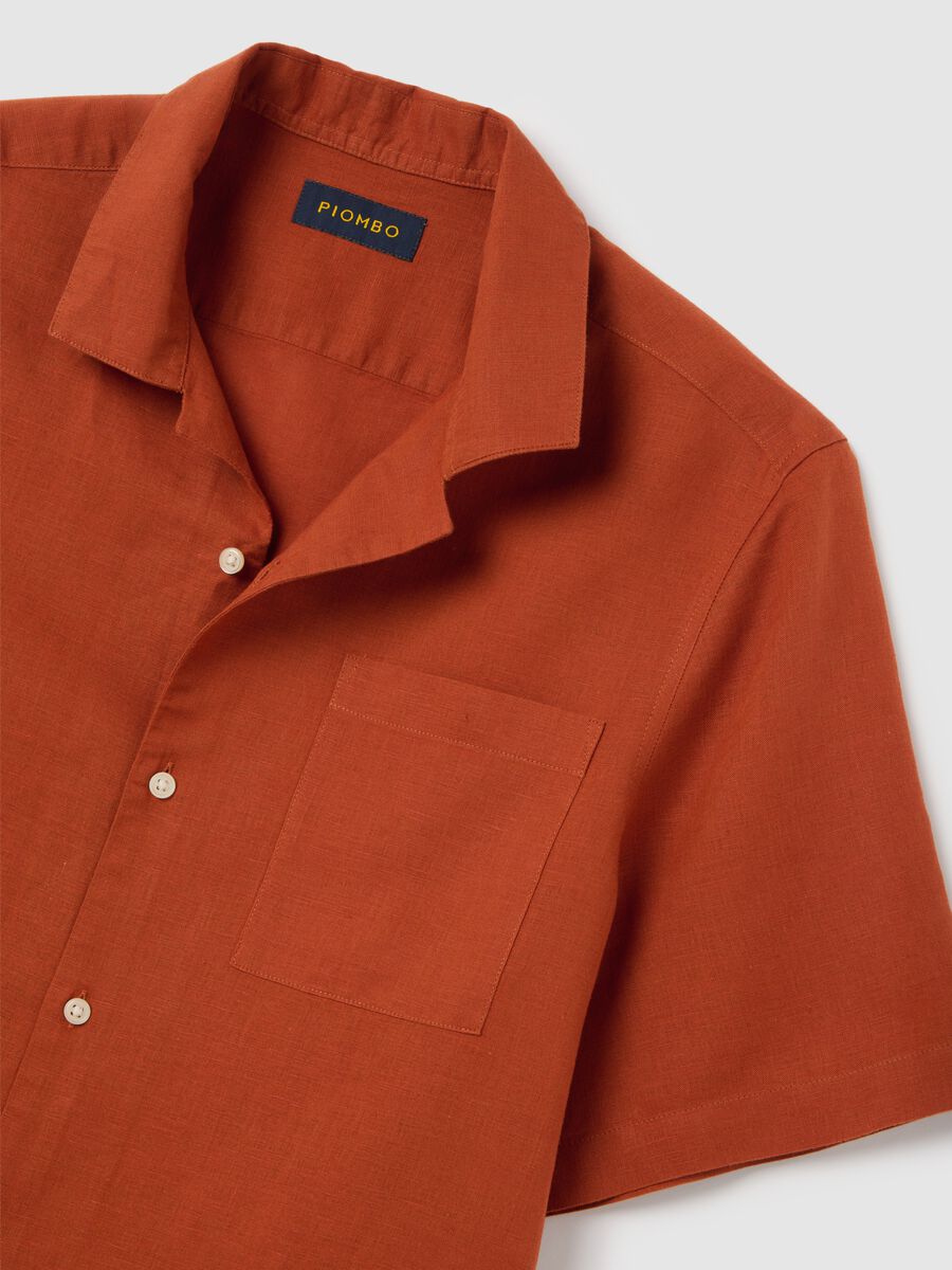 Orange Casual Shirt in Linen and Cotton Blend_5