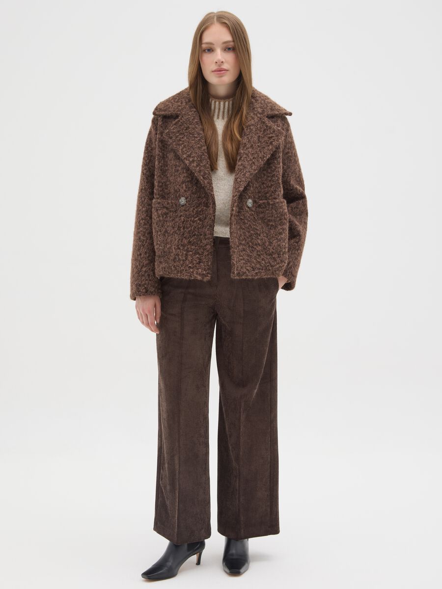 Giacca doppiopetto marrone regular fit con bottoni_1