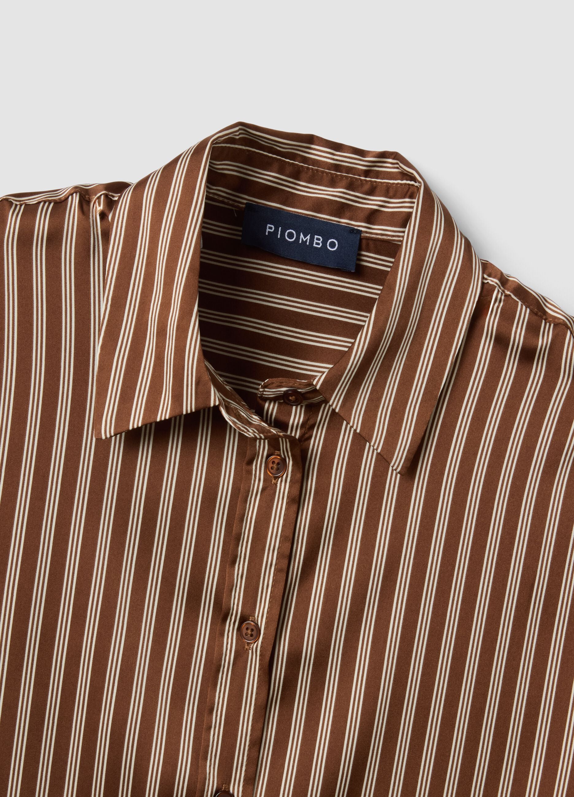 Brown striped stretch-fabric shirt, regular fit