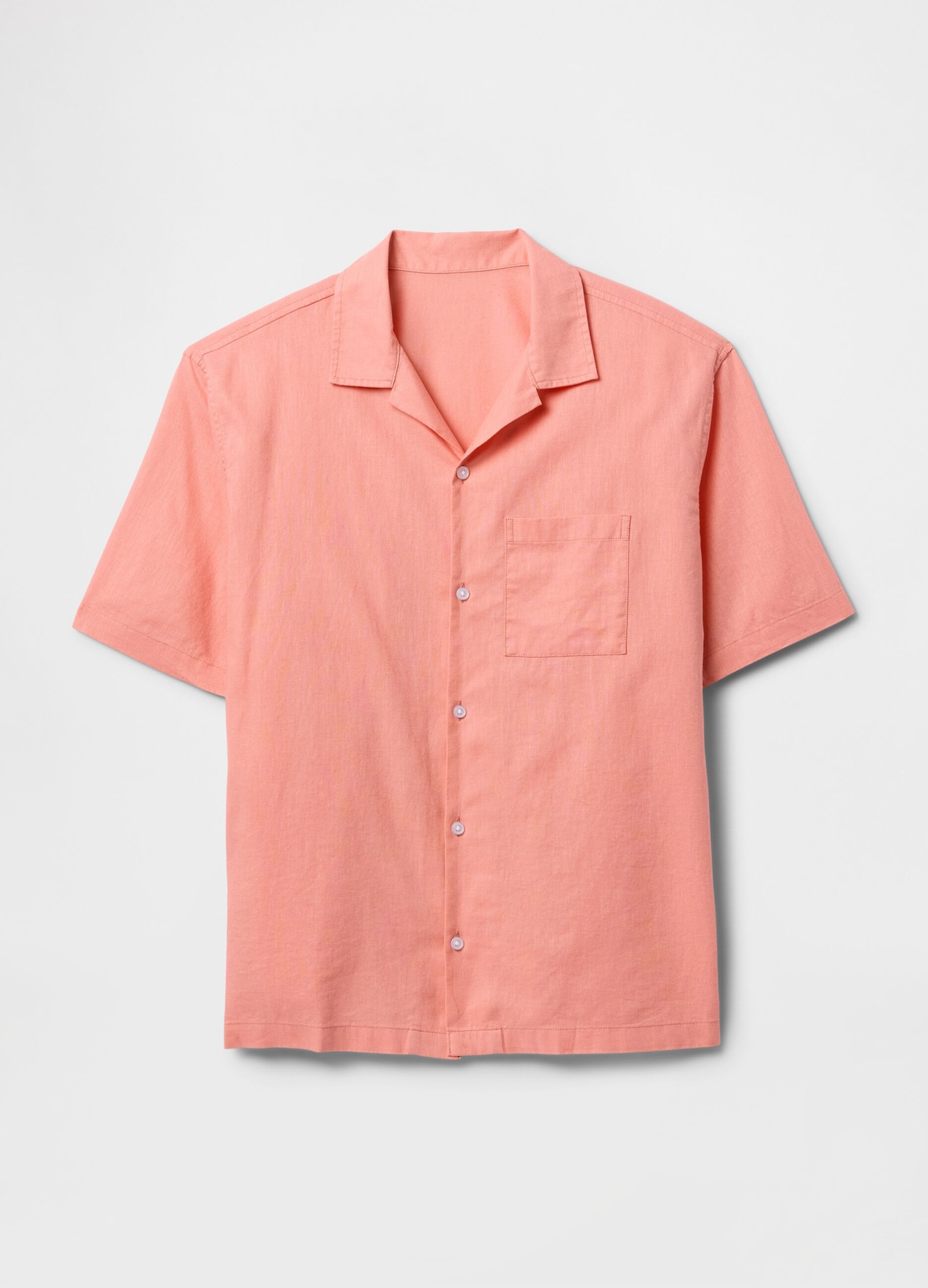 Short Orange Linen and Cotton Shirt