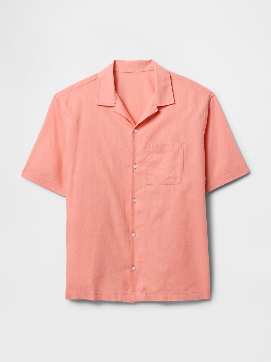Short Orange Linen and Cotton Shirt_3