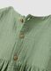 Green pure cotton mini dress with floral embroidery_3