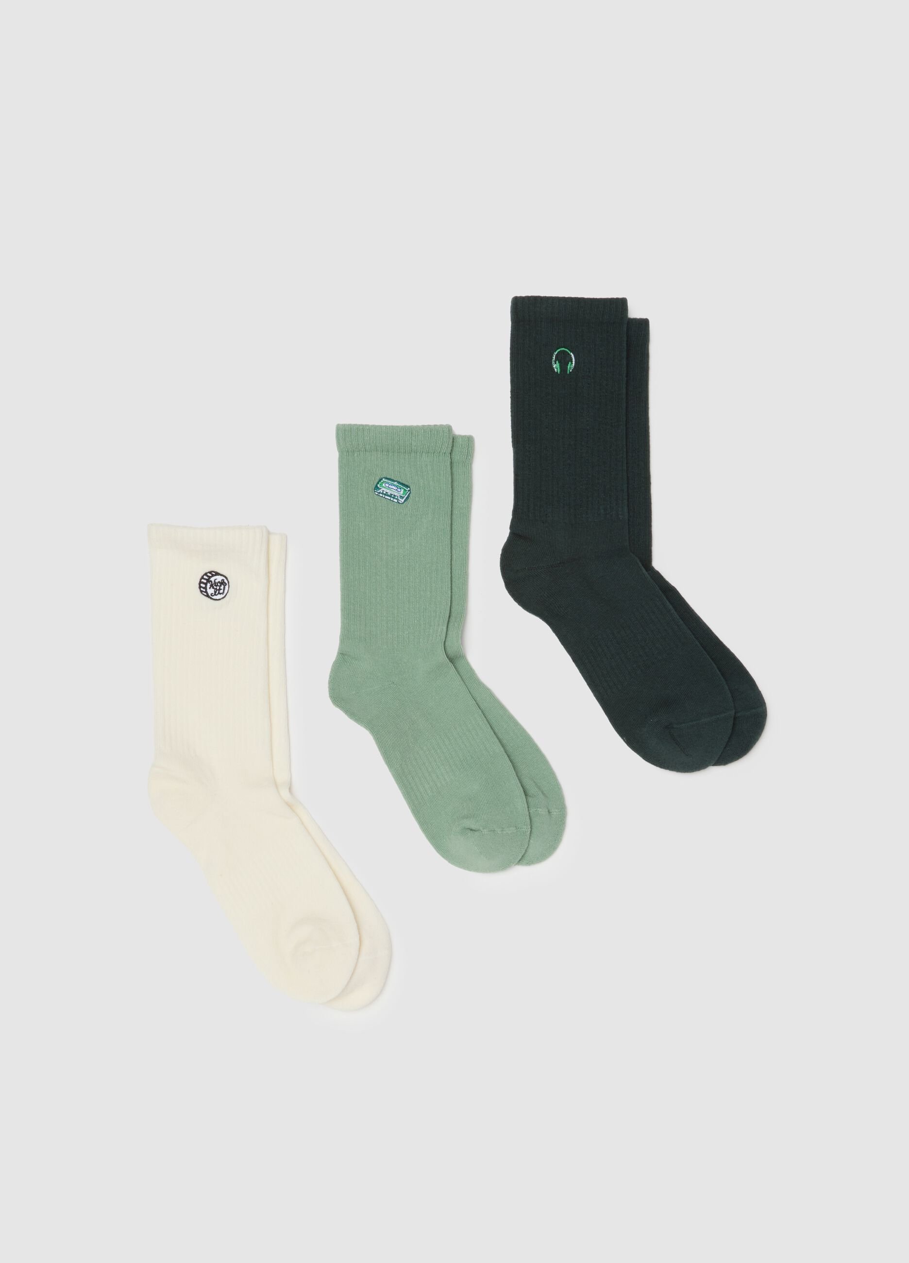 Pack of three stretchy cotton sports socks