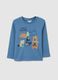 Blue pure cotton children's shirt with regular fit and print_0