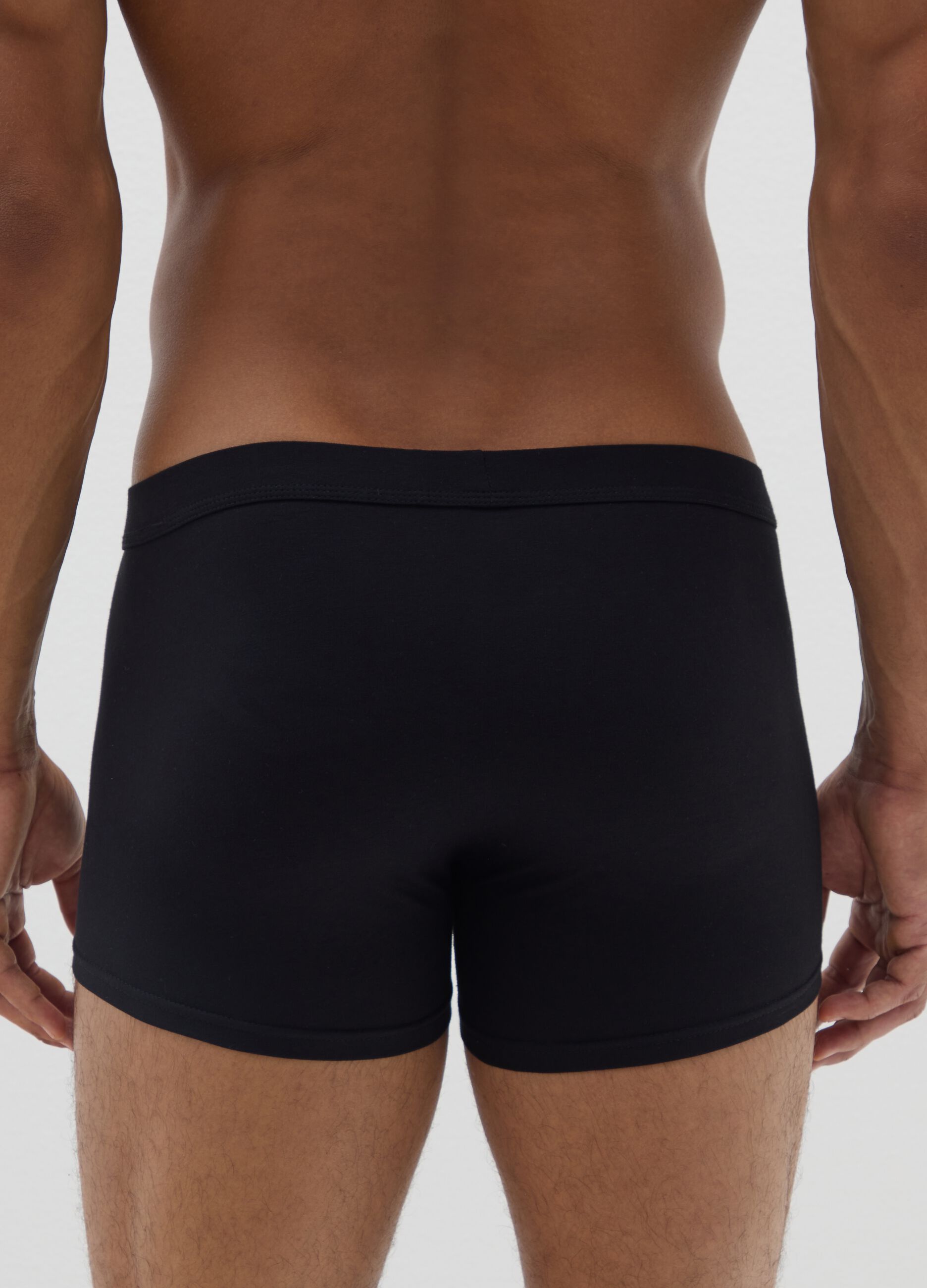 Black stretch cotton boxer twin pack
