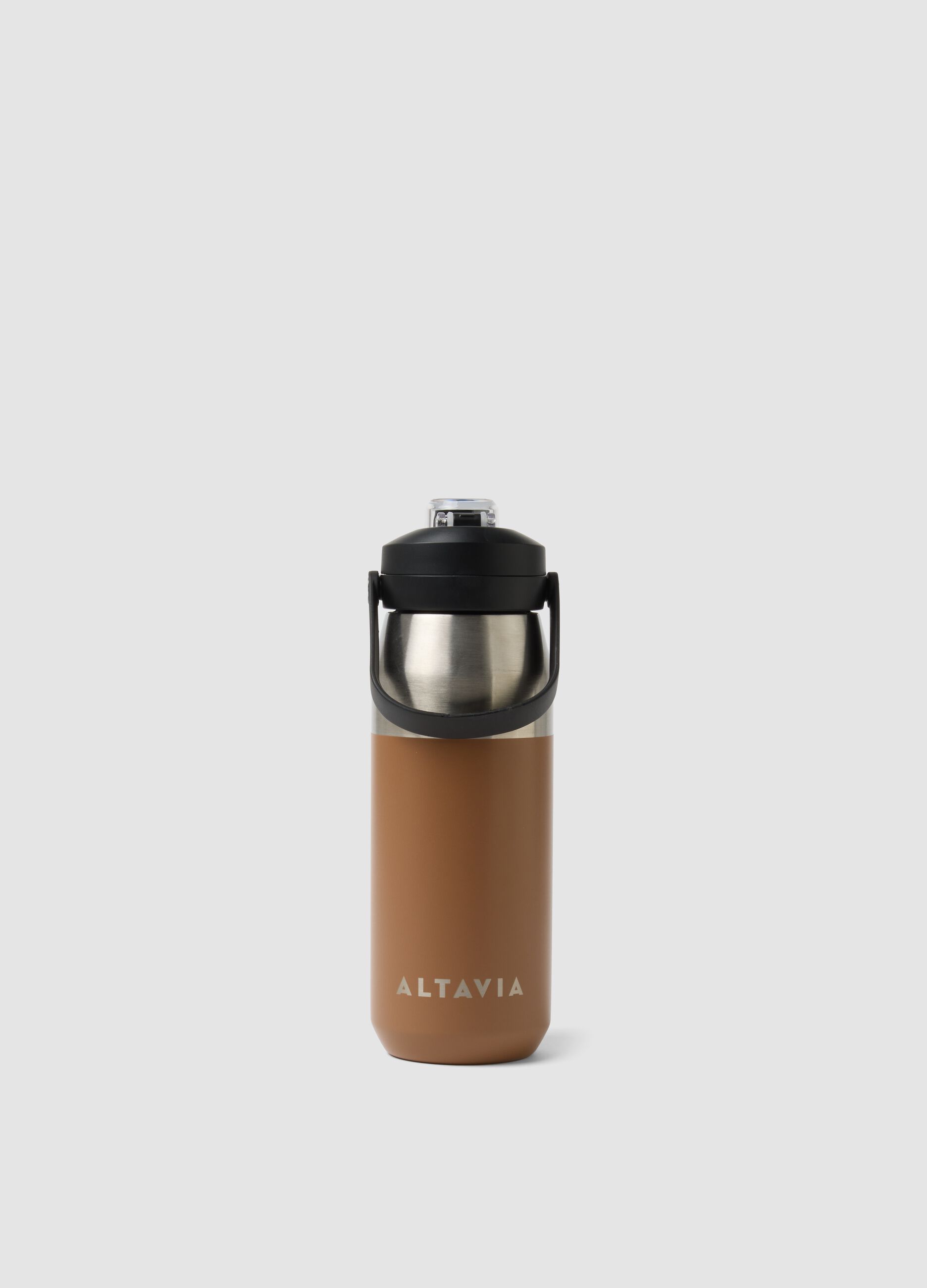 Brown ALTAVIA water bottle with resealable cap
