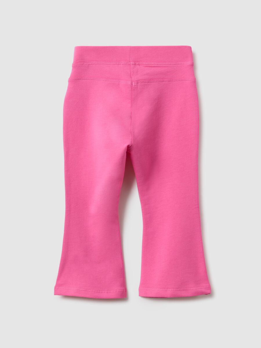 Slim fit pink stretch cotton trousers for girls_1