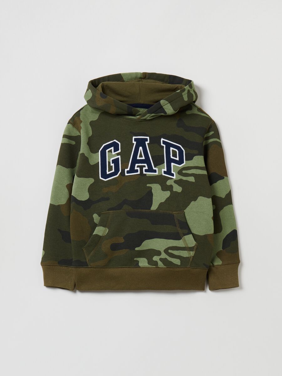 Camouflage sweatshirt with hood and logo_0