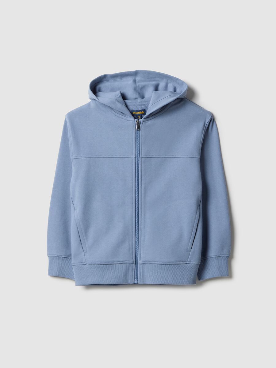 Sky blue children's hoodie with zip in pure cotton regular fit_0