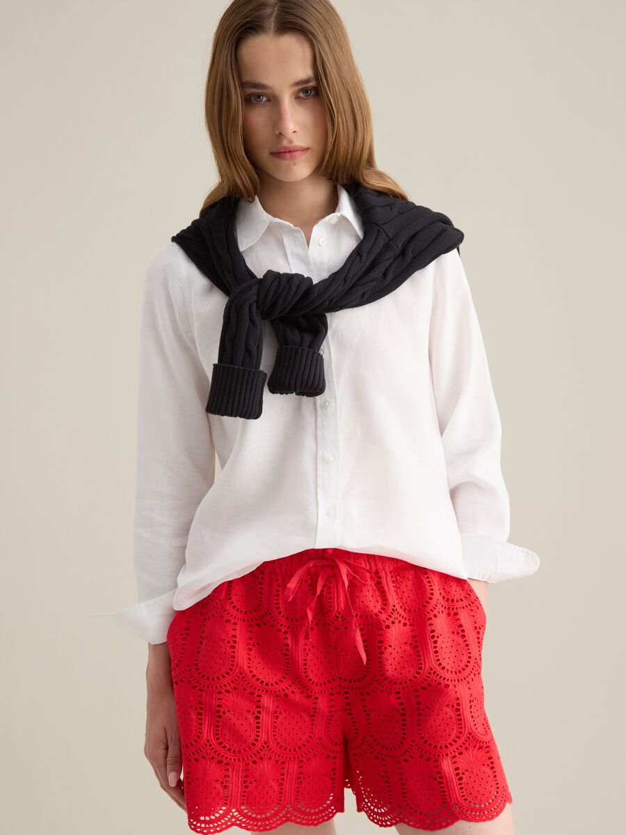 Shorts da donna in puro cotone rossi regular fit_1