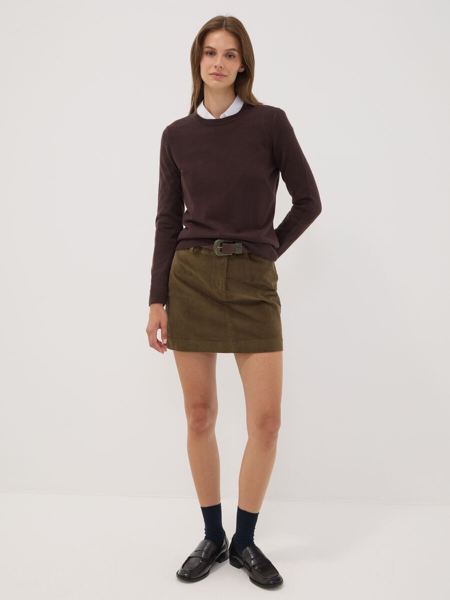 Brown crew-neck long-sleeve regular-fit top_1
