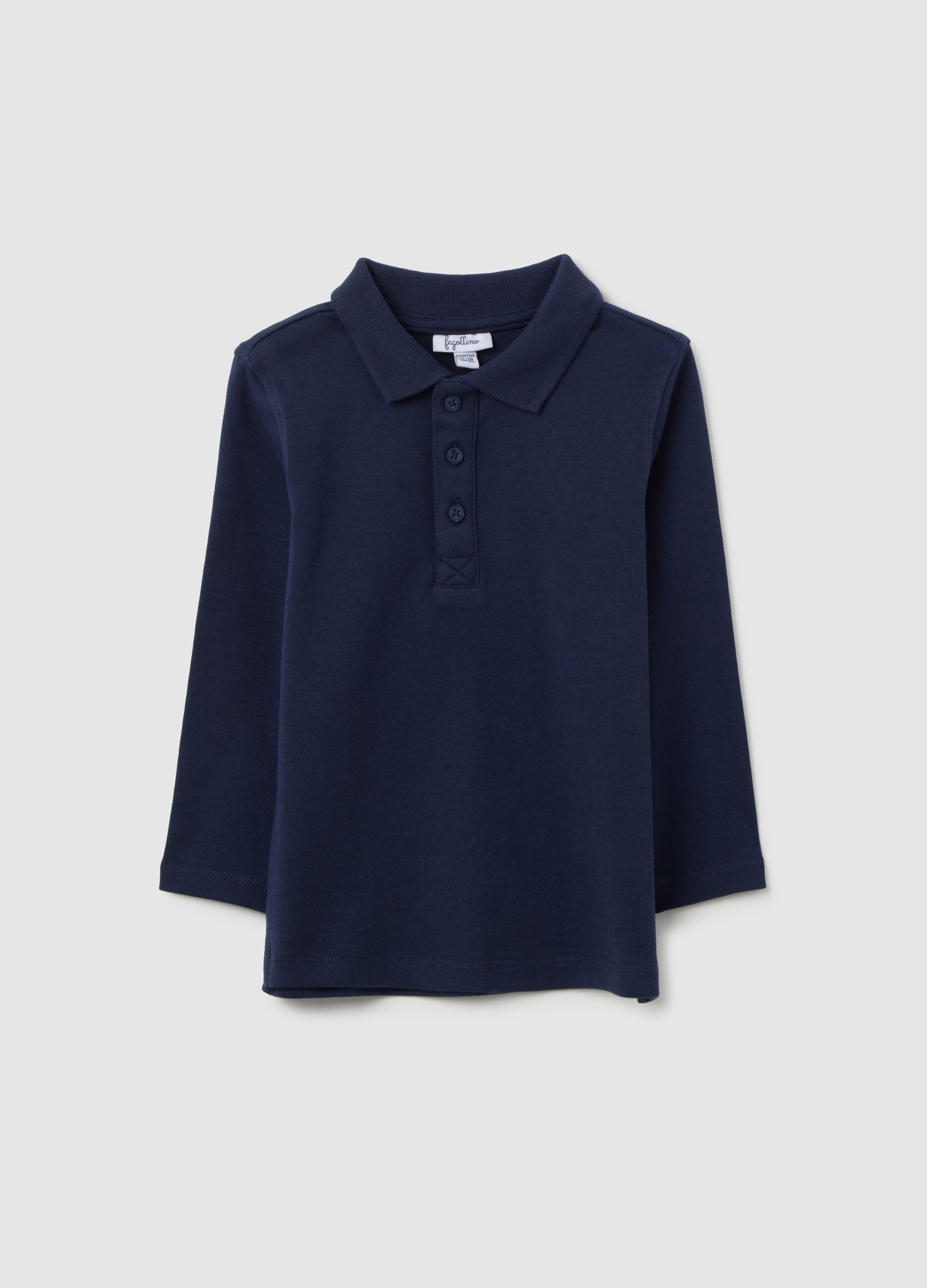 Children's blue cotton polo, regular fit