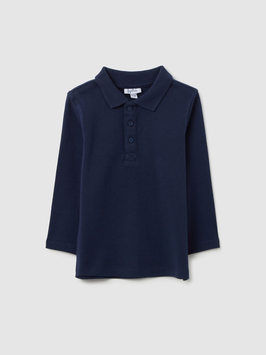 Children's blue cotton polo, regular fit_0