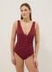 Red stretch swimsuit with side buckle_1