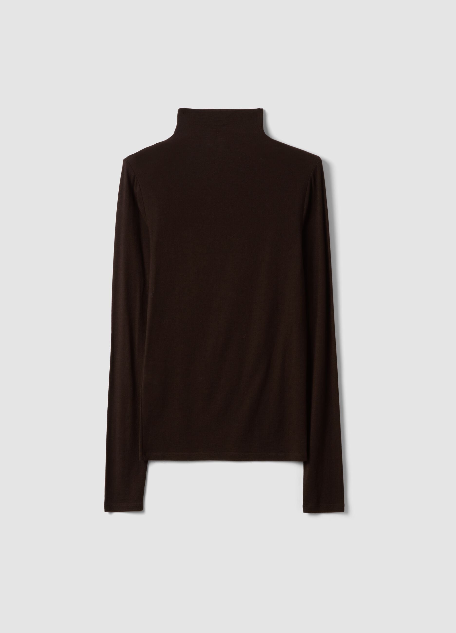 Brown modal and stretch cashmere T-shirt, regular fit