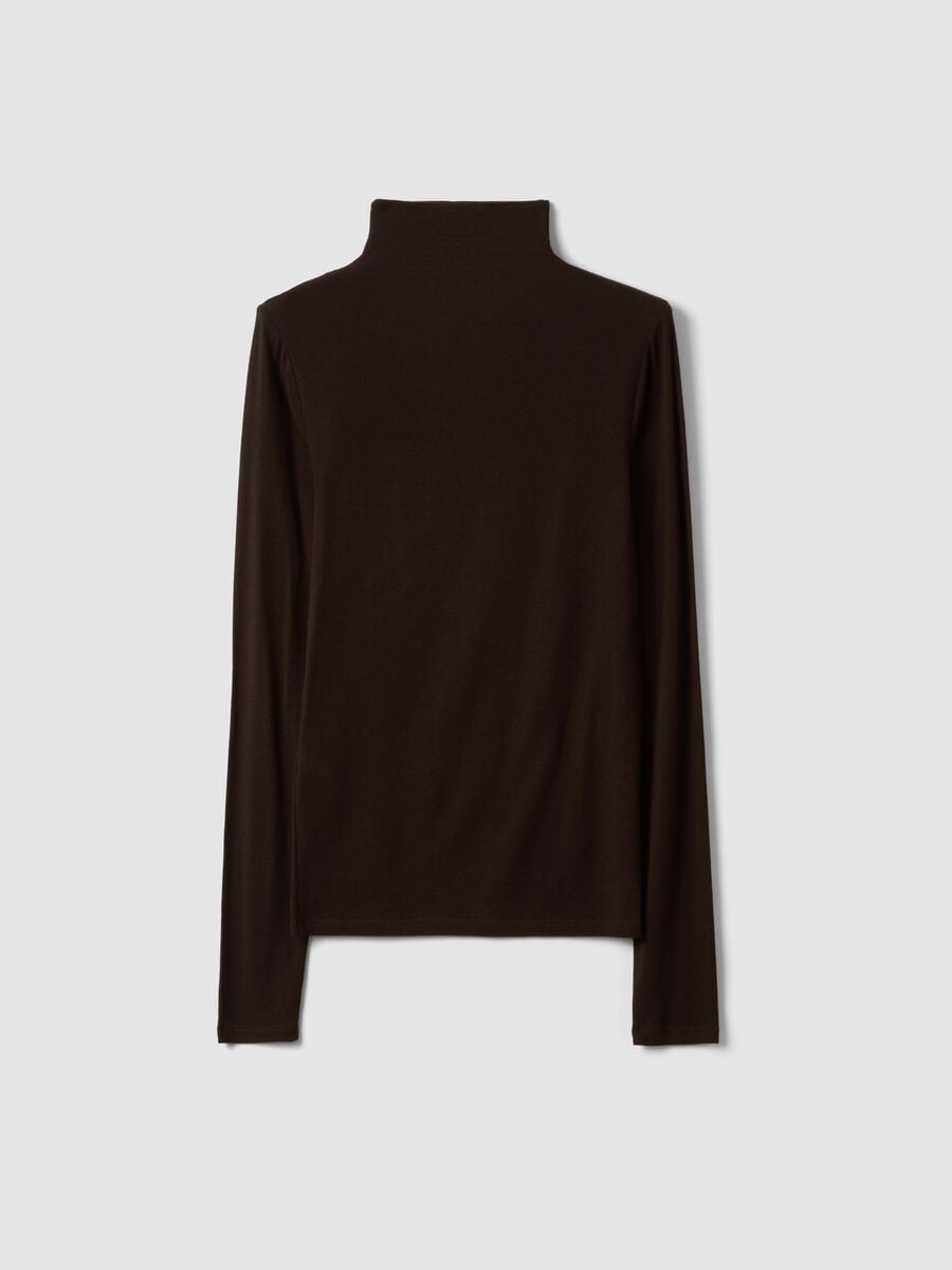 T-shirt marrone in modal e cashmere elasticizzato regular fit_6